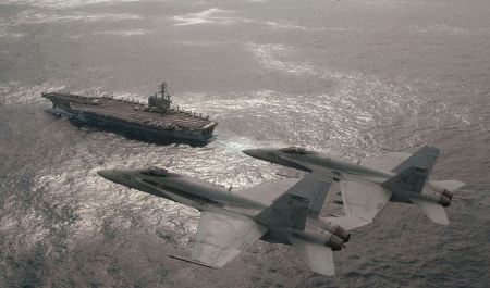 F-18s Above USS R Reagan in South Pacific